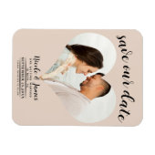 Almond Bisque Heart Foto Wedding Save the Date Magnet (Horizontal)