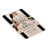 Almond Bisque Save the Date 3 Foto Hochzeit Magnet (Rechte Seite)