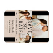 Almond Bisque Save the Date 3 Foto Hochzeit Magnet (Horizontal)