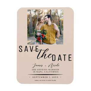 Almond Bisque Save the Date Foto Wedding Magnet