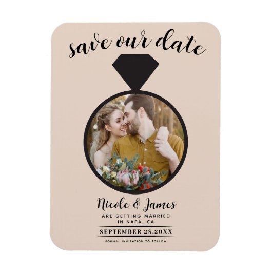 Almond Bisque Wedding Ring Foto Save the Date Magnet (Vertikal)