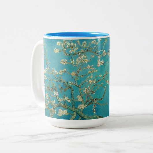 Almond Blossom, 1890 von Vincent van Gogh Zweifarbige Tasse (Vorderseite Links)