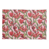 Almond Blossom Hintergrund mit roten Tulips Kissenbezug (Rückseite)