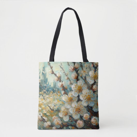 Almond Blossom Tote Tag Pastel Ölgemälde Tasche (Vorderseite)