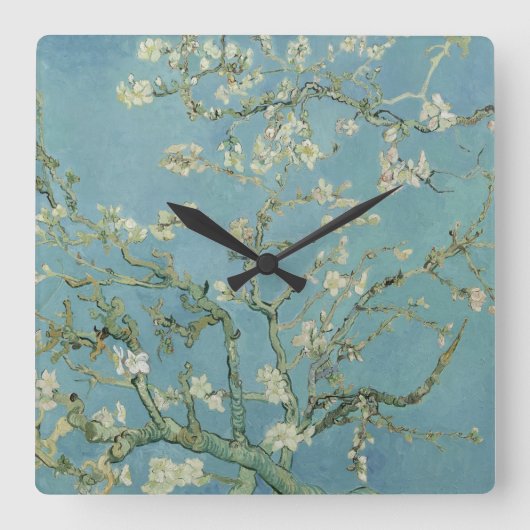 Almond Blossom: Vincent Van Gogh Quadratische Wanduhr (Vorderseite)