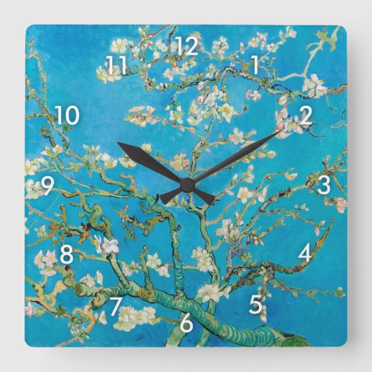 Almond Blossom, Vincent van Gogh Quadratische Wanduhr (Vorderseite)
