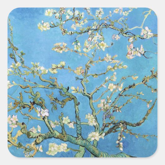Almond Blossom Vincent van Gogh Quadratischer Aufkleber (Vorderseite)