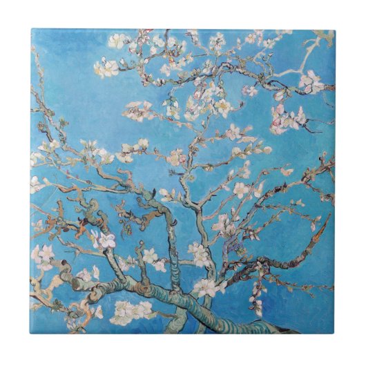 Almond Blossoms Blauer Vincent van Gogh Malerei Fliese (Vorderseite)
