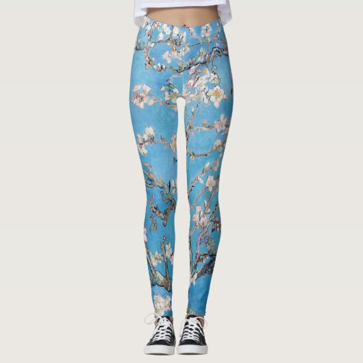 Almond Blossoms Blauer Vincent van Gogh Malerei Leggings (Vorderseite)