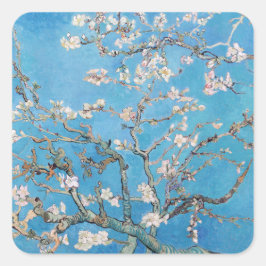 Almond Blossoms Blauer Vincent van Gogh Malerei Quadratischer Aufkleber