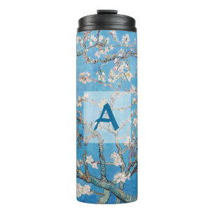 Almond Blossoms Blue Vincent van Gogh Art Monogram Thermosbecher