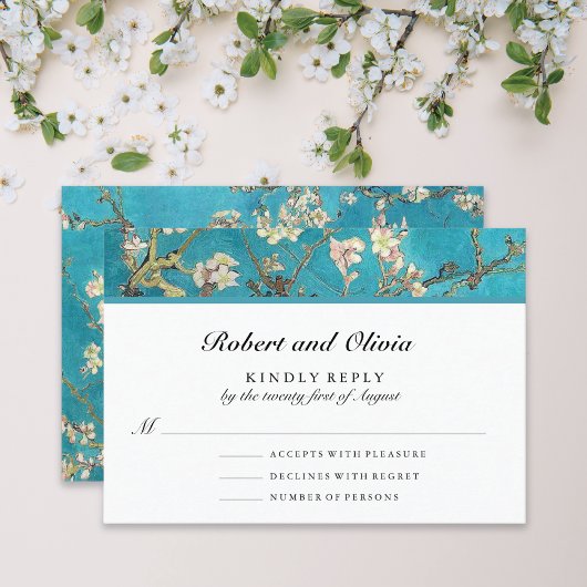 Almond Blossoms Blumenhochzeit RSVP Karte