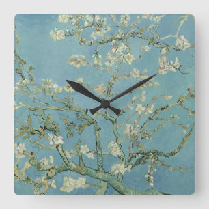 Almond Blossoms Painting by Van Gogh Quadratische Wanduhr