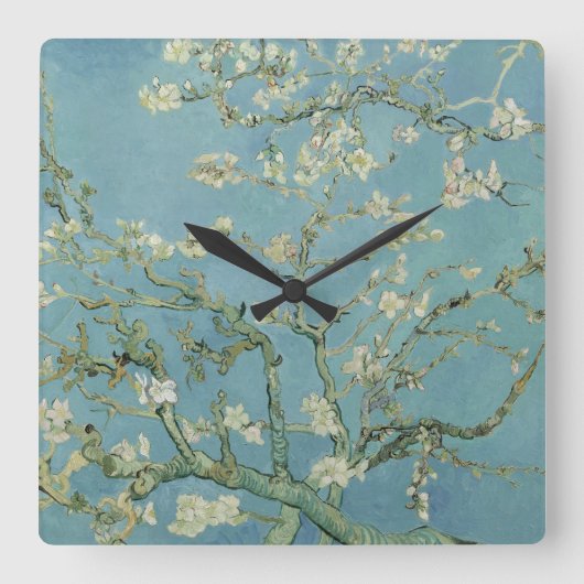 Almond Blossoms Painting by Van Gogh Quadratische Wanduhr (Vorderseite)