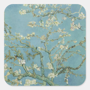 Almond Blossoms Painting by Van Gogh Quadratischer Aufkleber