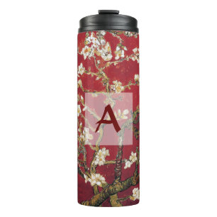 Almond Blossoms Red Vincent van Gogh Art Monogram Thermosbecher