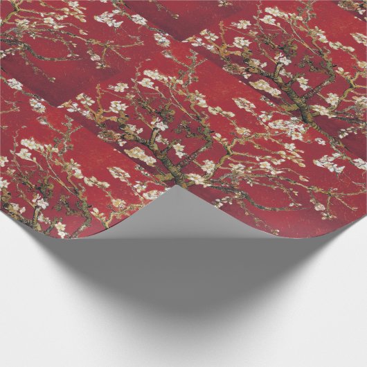 Almond Blossoms Roter Vincent van Gogh Malerei Geschenkpapier (Ecke)