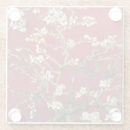 Almond Blossoms Roter Vincent van Gogh Malerei Glasuntersetzer (Rückseite)