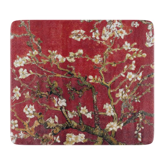 Almond Blossoms Roter Vincent van Gogh Malerei Schneidebrett (Vorderseite)