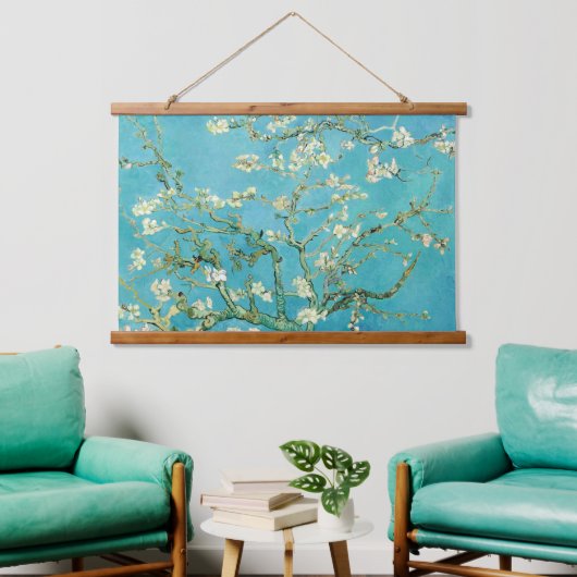 Almond Blossoms | Vincent van Gogh Wandteppich Mit Holzrahmen (Wohnzimmer)