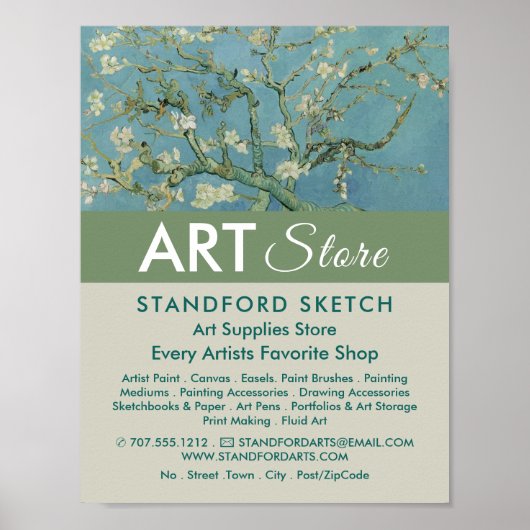 Almond-Blüten von Van Gogh, Art Supplies Store Poster (Vorne)