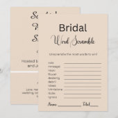 Almond Brown Bridal Word Scramble Game Einladung (Vorne/Hinten)