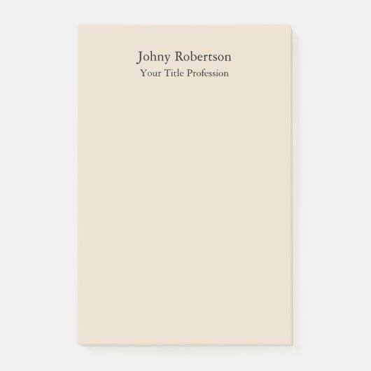 Almond Color Schlicht Elegante Beruflich Moderne Post-it Klebezettel (Vorderseite)