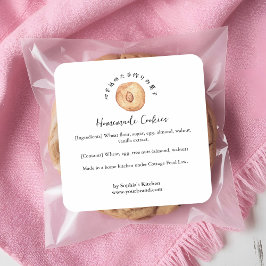Almond Cookie Watercolor Bakery Ingredient Quadratischer Aufkleber