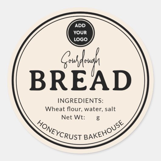 Almond Cream Bakery Sourdough Bread Label Sticker (Vorderseite)