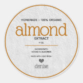 Almond Extract Personalisiertes Flaschenetikett Runder Aufkleber (Vorderseite)