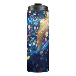 Almond Navy Blue Glitzer Thermal Tumbler 12oz Thermosbecher