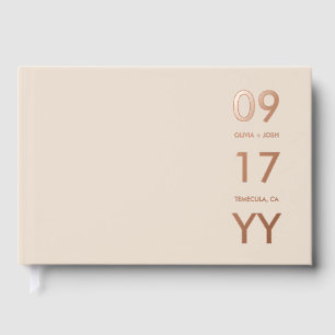 Almond Rose Gold Modern Wedding Date Typografie Gästebuch