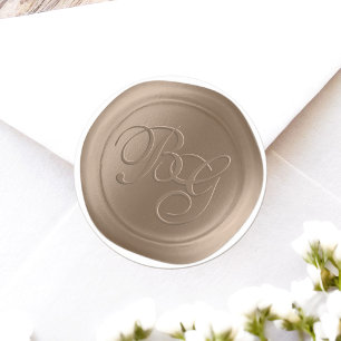 Almond Script Double Monogram Wax Siegel Stickers