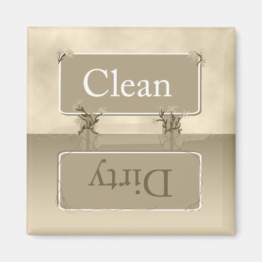Almond Tan Dirty Clean Geschirrspüler Magnet (Vorne)