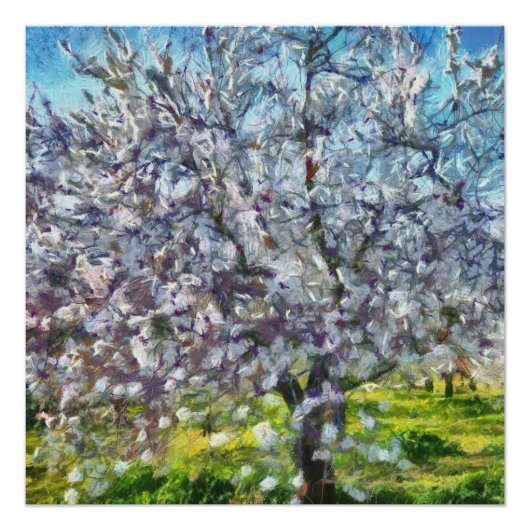 Almond Tree Blossom Kunstmalerei Poster (Vorderseite)
