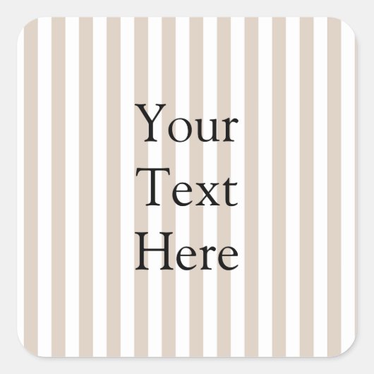 Almond & White Stripes  Quadratischer Aufkleber (Vorderseite)