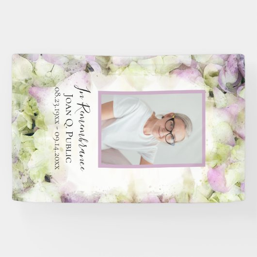 Almost Pink Hydrangea Flower Funeral Memorial Banner (Horizontal)