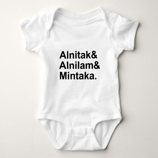 Alnitak Alnilam Mintaka| 3 Sterne des Orion - Gürt Baby Strampler (Vorderseite)