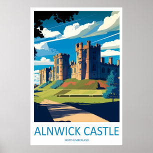 Alnwick Castle Vintage Reiseplakat Ski National Poster