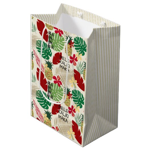 ALO-HO-HO-HA Hawaiian Tropical Holiday Wrapping P Mittlere Geschenktüte (Vorderseite Schrägansicht)