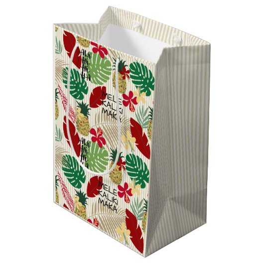 ALO-HO-HO-HA Hawaiian Tropical Holiday Wrapping P Mittlere Geschenktüte (Rückseite Schrägansicht)