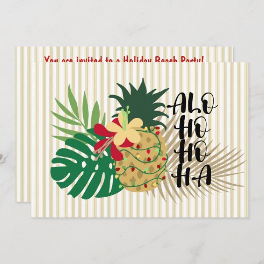 ALO-HO-HO-HA Hawaiianische Ananas Einladung (Vorne/Hinten)