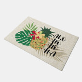 ALO-HO-HO-HA Hawaiianische Ananas Fußmatte (Schrägansicht)