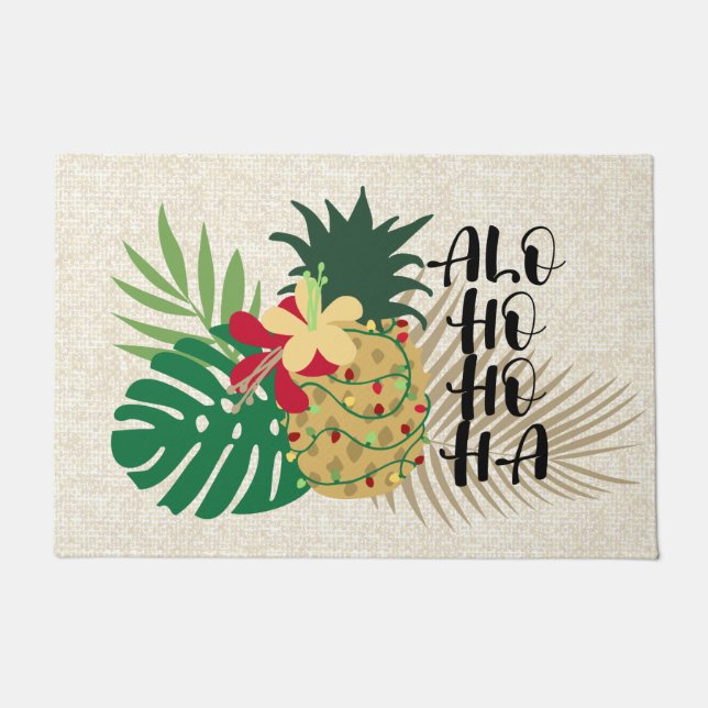 ALO-HO-HO-HA Hawaiianische Ananas Fußmatte (Vorderseite)