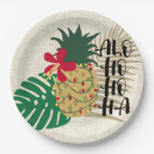 ALO-HO-HO-HA Hawaiianische Ananas Pappteller (Vorderseite)