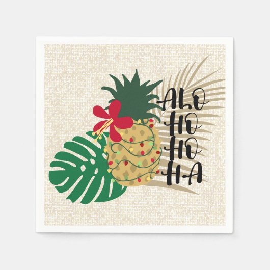 ALO-HO-HO-HA Hawaiianische Ananas Serviette (Vorderseite)