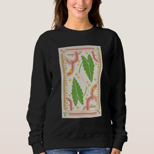 Alocasia Polly Houseplant Illustration Playing Car Sweatshirt (Vorderseite)