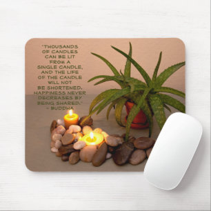Aloe Buddha-Zitat- , Kerzen und Felsen-Fotografie Mousepad