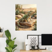 Aloe-Echse-Wüsten-Sonne Poster (Heimbüro)