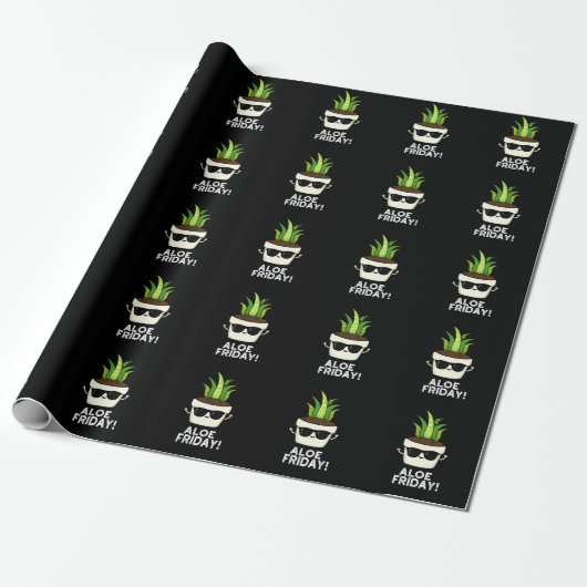 Aloe Friday Funny Aloe Vera Pflanze Pun Dark BG Geschenkpapier (Ungerollt)